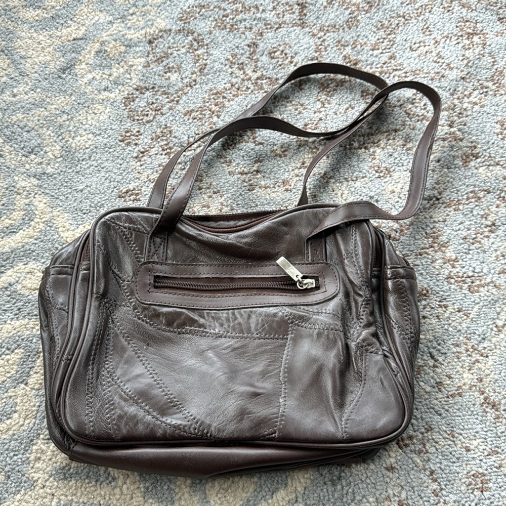 Vintage Leather Patchwork Multi-Compartment Purse… - image 2